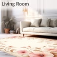 thumbnail image 2 of Flatwoven High Traffic Area Rug, Muted Pink Floral with Elegant Beige Accents and Low Pile Design, Non Slip, Stain Resistant, Washable Area Rugs for Living Room, Bedroom(Beige, 4X6), 2 of 8