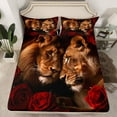 thumbnail image 3 of Homewish 3D Couple Lion Twin Sheet Sets, Valentine's Day Rose Twin Fitted Sheet, Romantic Couple Anniversary Flat Sheet, Ultra Soft Bedroom Decor, 3 Pieces, 3 of 8