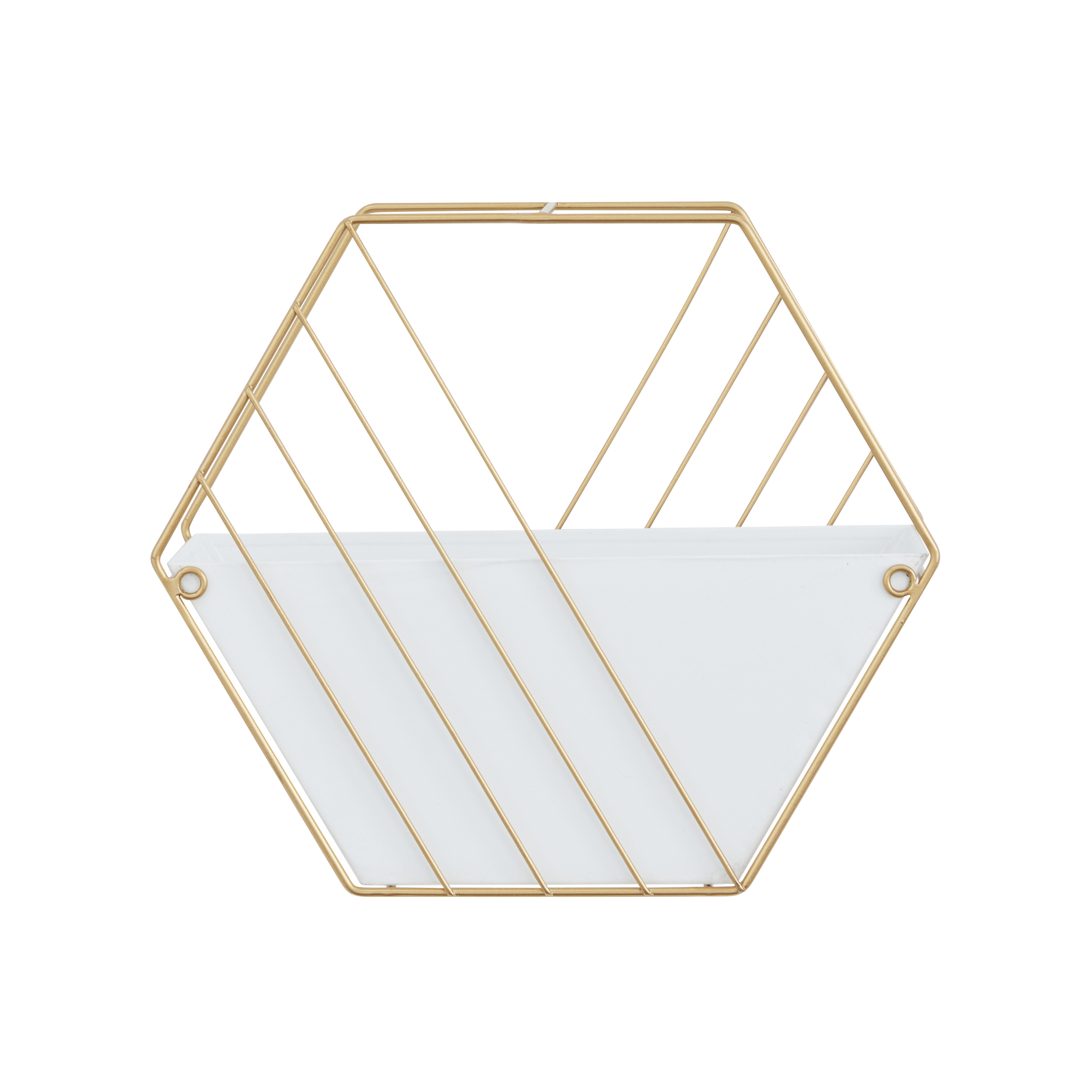 DecMode 10", 9"H Rectangle White Metal Indoor Outdoor Hanging Geometric Wall Planter (2 Count)