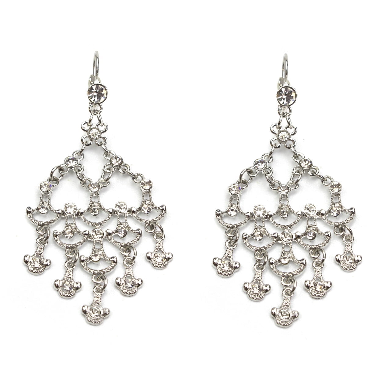 Elegant Crystal Chandelier Drop Earrings - 3 Inch Vintage Style Statement Dangle Earrings for Wedding, Prom, Special Occasions Jewelry Earring Silver