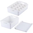 thumbnail image 2 of Paquete de 3 canastas de almacenamiento de plástico, caja de almacenamiento de refrigerios, canasta organizadora de cocina de plástico portátil, caja blanco Soledad Contenedor de almacenamiento, 2 of 10