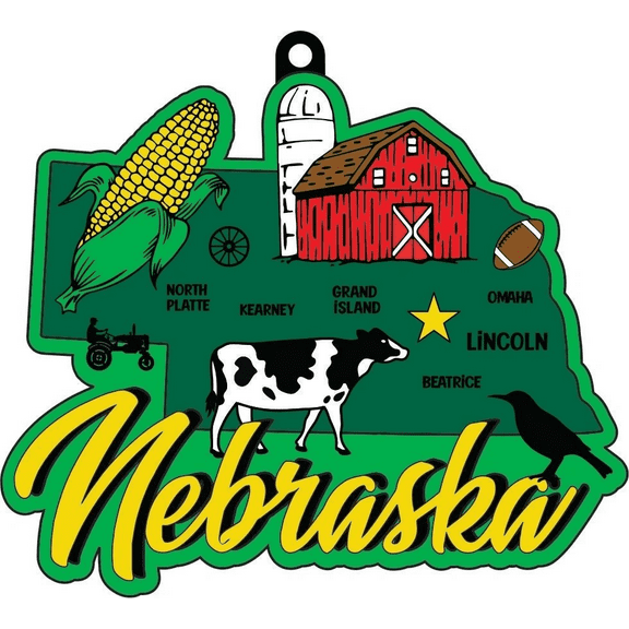 Race Through Nebraska 1M 5K 10K 13.1 26.2 Medal and Bib