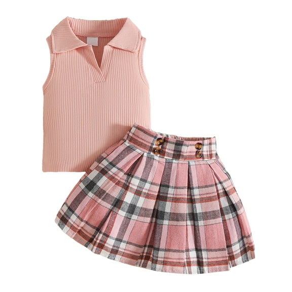 TOWED22 Toddler Girl Summer Outfits 2Pcs Cap Sleeve Checkered Top and Bow Shorts Cute Baby Girl Clothes 12M-5T(Pink,6-9 M)