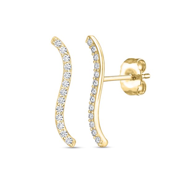 Diamaison 1/2 Cttw Natural White Diamond Climber Earrings for Adult in 10Ky Gold