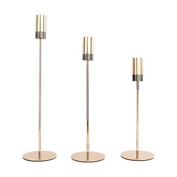 MKLZ Set of 3 Gold Candle Holders Centerpiece, Candlestick for Table Decor