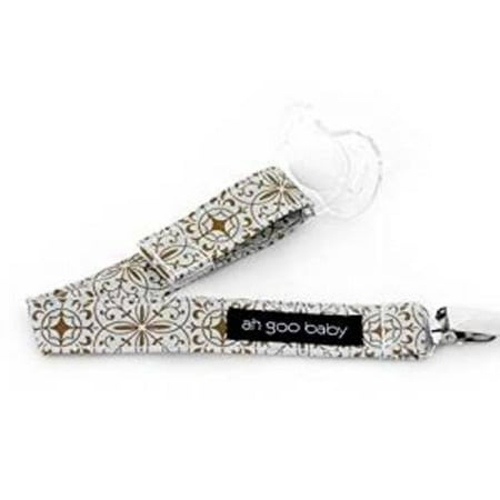 Ah Goo Baby Pacifier Clip, Easy & Quick Velcro Attachment, Morocco Pattern