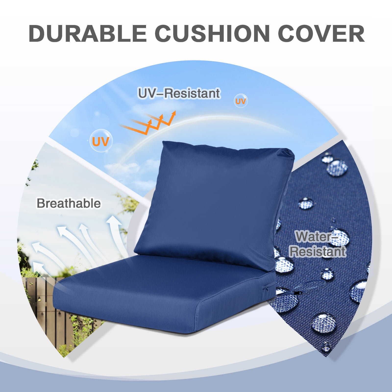 AOODOR Outdoor Chair Cushions Set of 2, 23