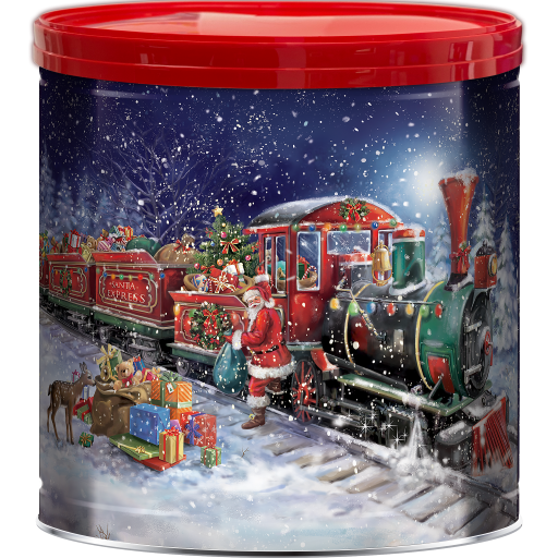 Great Value Holiday Popcorn Tin, Santa Train Express Design, 3 Flavors, 21 Ounces