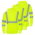 thumbnail image 3 of ProtectX 3-Pack Men's High Visibility Heavy Duty Breathable Long Sleeve Reflective Safety T-Shirts for Work Warehouse Construction, Class 3 Type R, Hoodie Green Small, 3 of 7