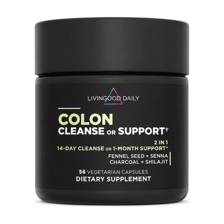 Livingood Daily Colon Cleanse, 56 Vegetarian Capsules - Gut Detox Cleanse Pills & Constipation Relief for Women & Men - Supports Healthy Digestion - Allergen-Free, Gluten-Free, Non-GMO, & Vegan