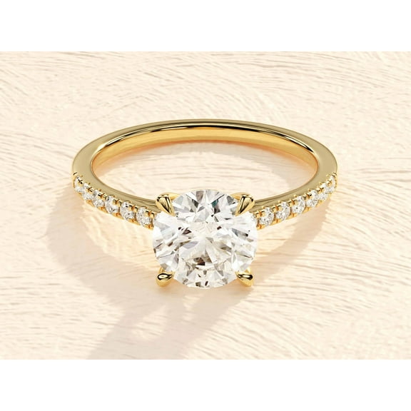 Forever Jewels 1.50Ct Round Cut Moissanite Women Engagement Ring 14K Yellow Gold Plated