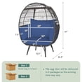 thumbnail image 2 of GVN Egg Chair Outdoor Indoor, Small Rattan Wicker Patio Lounger with 4 Cushions for for Patio, Balcony, Bedroom, Navy, 2 of 7