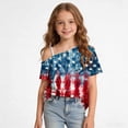 thumbnail image 2 of YUANxueke 4th of July Outfit Tops for Girls Short Sleeve Off the Shoulder Printed T-Shirt Summer Fashion USA Shirt for 5-14 Years, 2 of 8