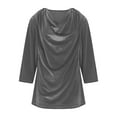 thumbnail image 4 of Tauxra Ladies' V Neck Top, Casual Fashionable Solid Color 3/4 Sleeve Metallic Velvet Shirt, 4 of 7