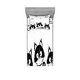 thumbnail image 2 of Black and White Bedding Set with Sheet & Covers, 3 Kittens with Clouds over Their Heads Small Thoughts Art, Printed Bedroom Decor 2 Shams, 4 Sizes, Black and White, by Ambesonne, 2 of 3