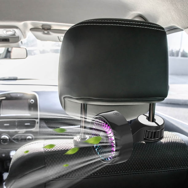 Ventilador, ventilador de techo, ventilador de escritorio, ventilador portátil, ventilador de gancho para asiento de automóvil con luz RGB giratoria, ventilador fresco para el asiento trasero del pasa