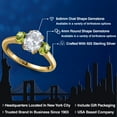 thumbnail image 2 of Gem Stone King 2.10 Ct Oval White Topaz Green Peridot 18K Yellow Gold Plated Silver Ring, 2 of 6