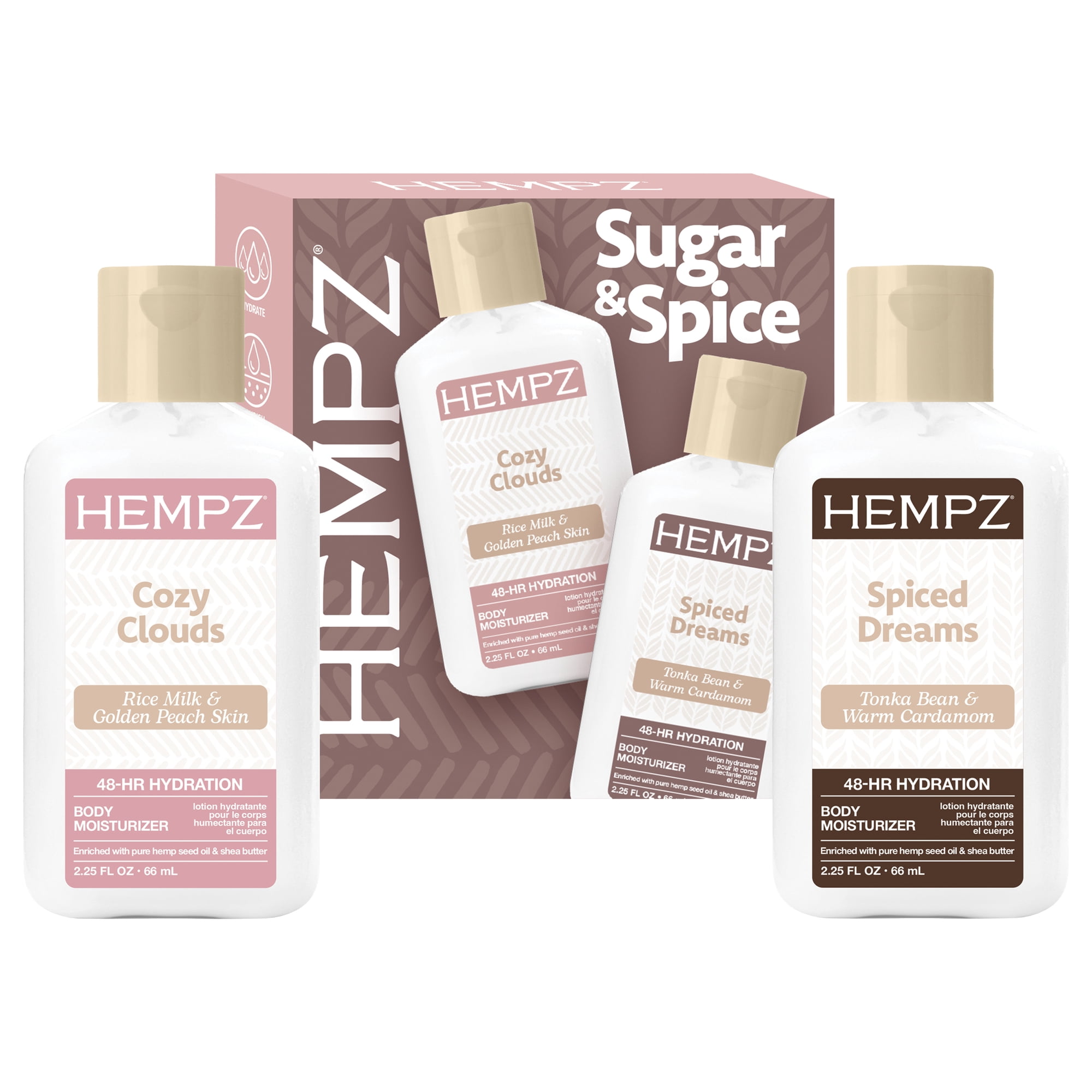 Hempz Limited-Edition Sugar & Spice Moisturizing Mini Body Lotion Gift Set, 2.25 Fl Oz Each