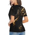 thumbnail image 3 of Fuzoiu Black And Gold Fire Dragon Print Women's Classic V-Neck T-Shirt, Short Sleeve V Neck Tees for Casual Everyday Wear,Casual Fit Tee,Summer Fashion Tops-Large, 3 of 5