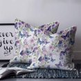 thumbnail image 2 of Pillow Covers 16x16 Set of 2, Pink Flowers Throw Pillow Covers Decorative Couch Cushion Cover, Spring Floral Purple Butterflies Watercolor Microfiber Soft Square Pillowcases for Bedroom Sofa, 2 of 7