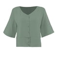 thumbnail image 1 of Blusa George para Mujer,Manga al Codo Escote V y Aletilla Funcional Verde Talla EG, 1 of 4