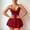 Red, variant on Women's Mesh See Through V-neck Short Dress with Suspender Straps Solid Color Jumpsuit Pajamas Home Wear White XL(XL)
