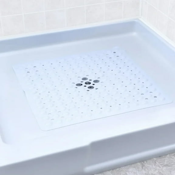 Square Vinyl Non-Slip Bath Mat, 21" x 21"