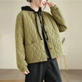 thumbnail image 5 of Jinhomg Hooded Quilted Coat for Women Casual Cozy Long Sleeve Button Down Puffer Jacket Fall Winter Lightweight Outerwear with Pockets 2025 Saving Green M, 5 of 10