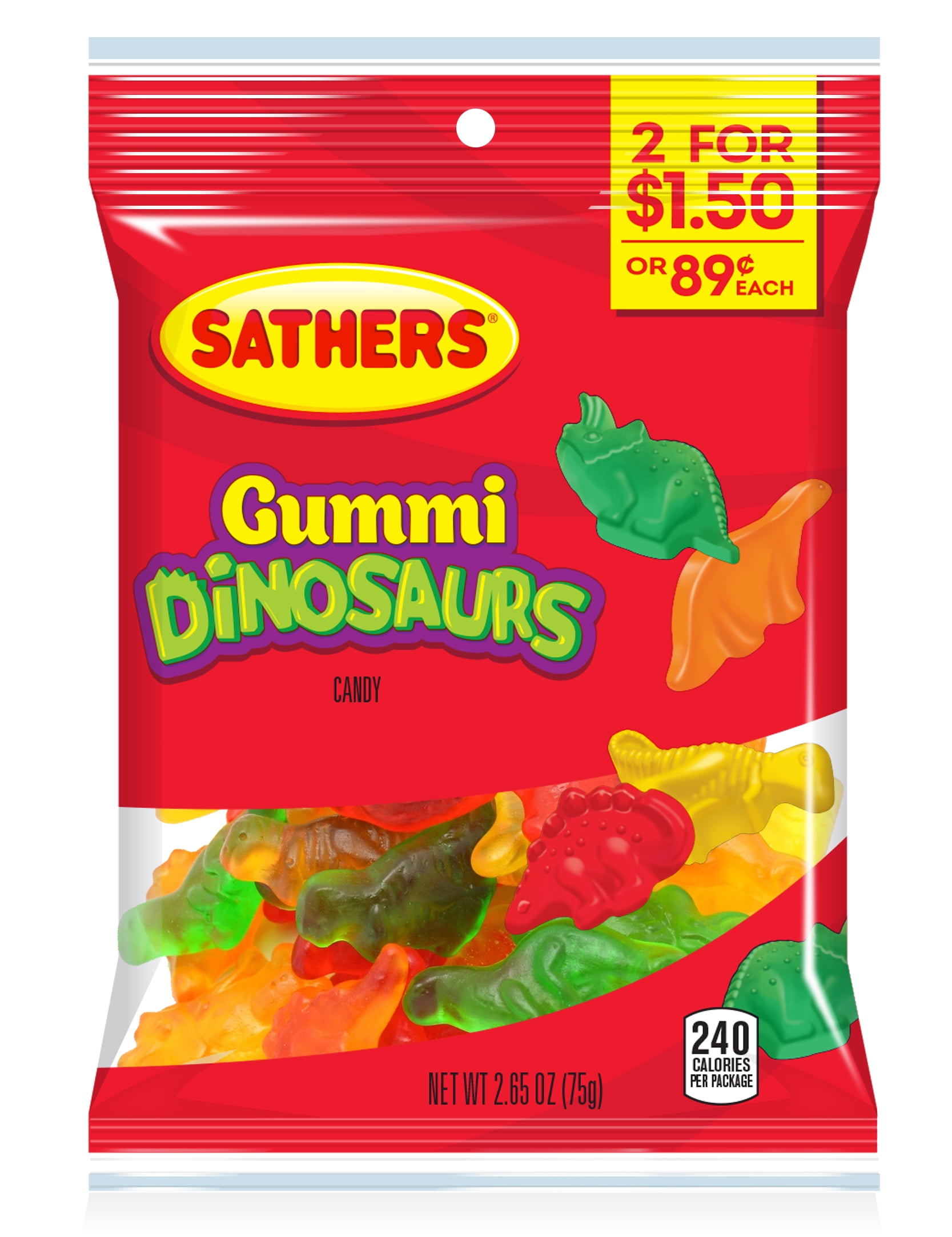 Sathers Gummy Dinosaurs Candy, 2.65 Oz