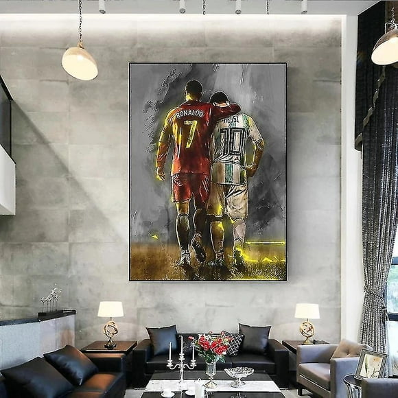 Ronaldo Lionel Messi Wall Art Poster Football Stars Canvas Paintings Home Decoration