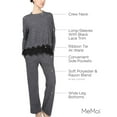 thumbnail image 3 of MeMoi Women's Long Sleeve Lounge Set with Contrast Lace Hem - Womens - Female, Small, Charcoal Heather, 3 of 7