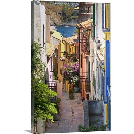 Great BIG Canvas | Per Karlsson Premium Thick-Wrap Canvas entitled A Narrow Street In The Old Town, Collioure, Roussillon, (Best Towns In France)