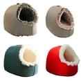 thumbnail image 3 of pitrice Antidérapant Innovation Fermé Chat Portable Peluche Grotte pour Chats Réchauffant Nid pour Animal Intérieur - pour Chaleur Convient aux Animaux Rouge, 3 of 5