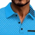 thumbnail image 4 of FAWUUDO Men's Print Shirts Half Button Lapel Collar Casual Silm Fit Short Sleeve with Pocket Sky Blue, 4 of 6