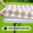 thumbnail image 2 of Rectangle Picnic Table Cloth, Elastic Waterproof Fitted Vinyl Tablecloth for 4 FT Tables, Flannel Backed Buffalo Plaid Table Covers for Dining, Camping, Outdoor (Black and White, 30" x 48"), 2 of 7
