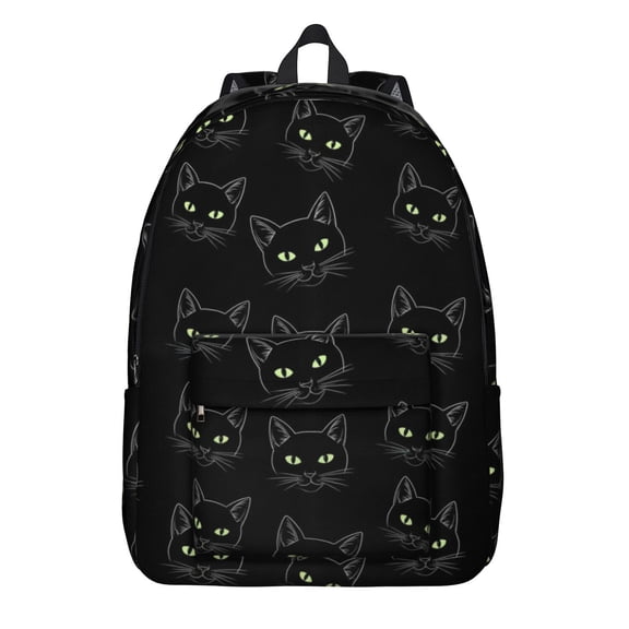 Black Cat Black Pattern Backpack for School, Cute School Bag with Adjustable Shoulder Straps and Padded Back, 15.7"x11.8"x5.5"