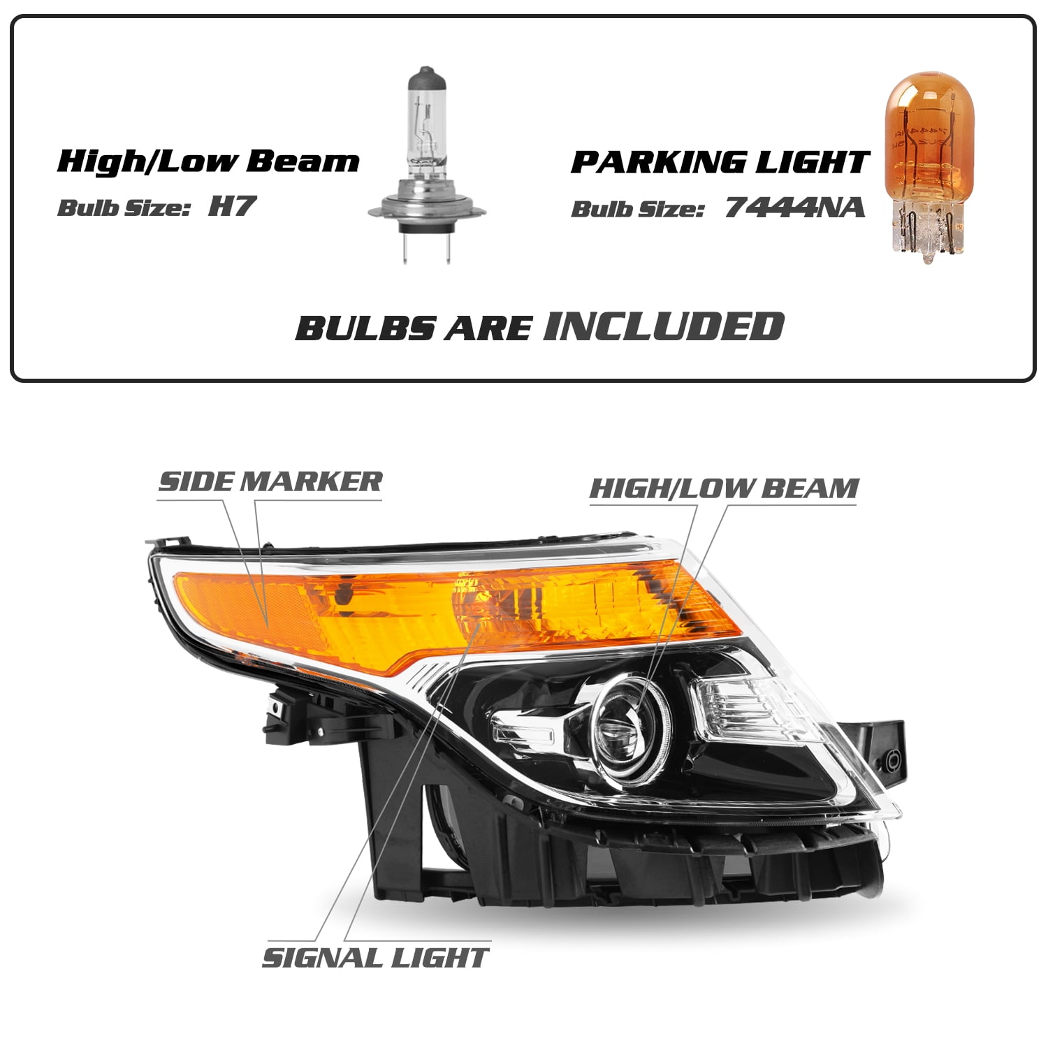 For 11-15 Ford Explorer Headlight Factory Halogen Passenger Side Headlamp RH