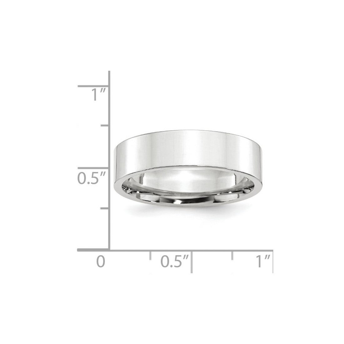 14k White Gold Solid Polished 6mm Standard Flat Comfort-Fit Band Size 10 Ring Ring for Women and Men