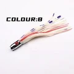 Soft Skirt Lure Metal Head Rigged Trolling Tuna Leurre Octopus Big Game Fishing Marlin Tuna 165MM/40G Colorful Fishing Lure Bait (B)