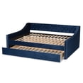 thumbnail image 2 of Baxton Studio Raphael Navy Blue Velvet Upholstered Full Size Daybed with Trundle, 2 of 7