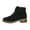 Black, variant on Womens Ankle Combat Boots Round Toe Low Stacked Block Heel Matte Faux Suede Lace Up Side Zipper Lug Sole Outdoor Daily Trendy Boots Black Size 9