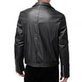 thumbnail image 6 of LpwkSSA Men's Faux Leather Motorcycle Jacket Long Sleeve Zipper Coat Windproof Warm Stylish Casual Outwear for Daily Wear Fashionable Top Black XXXL, 6 of 7
