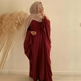 thumbnail image 1 of WILLBEST Robe pour Femmes Robe Longue à Manches Chauve-Souris Grande Taille Couleur Unie Robe Abaya, 1 of 4