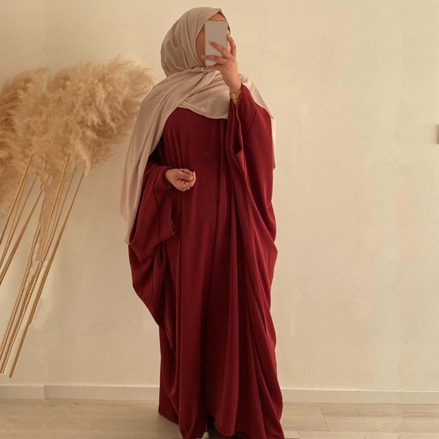 WILLBEST Robe pour Femmes Robe Longue à Manches Chauve-Souris Grande Taille Couleur Unie Robe Abaya