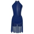 thumbnail image 3 of iefiel Robe de Danse Lyrique pour Femmes avec Strass Robe Asymétrique Jupe en Tulle Fluide Bleu Marine TG, 3 of 7