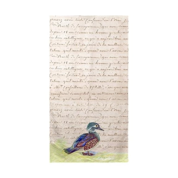 Betsy Drake BT149B Female Wood Duck Beige Script Beach Towel