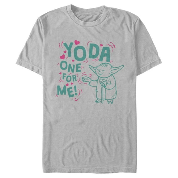 Men's Star Wars Valentine's Day Yoda One for Me! Force Graphic Tee Silver Medium