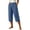 Blue women capri pants with pockets a1, variant on Cagogo Women's Capri Pants Elastic Waist Loose Casual Cropped Pants with Pockets Beach Lounge Trousers Summer Work Clothing, Army Green S