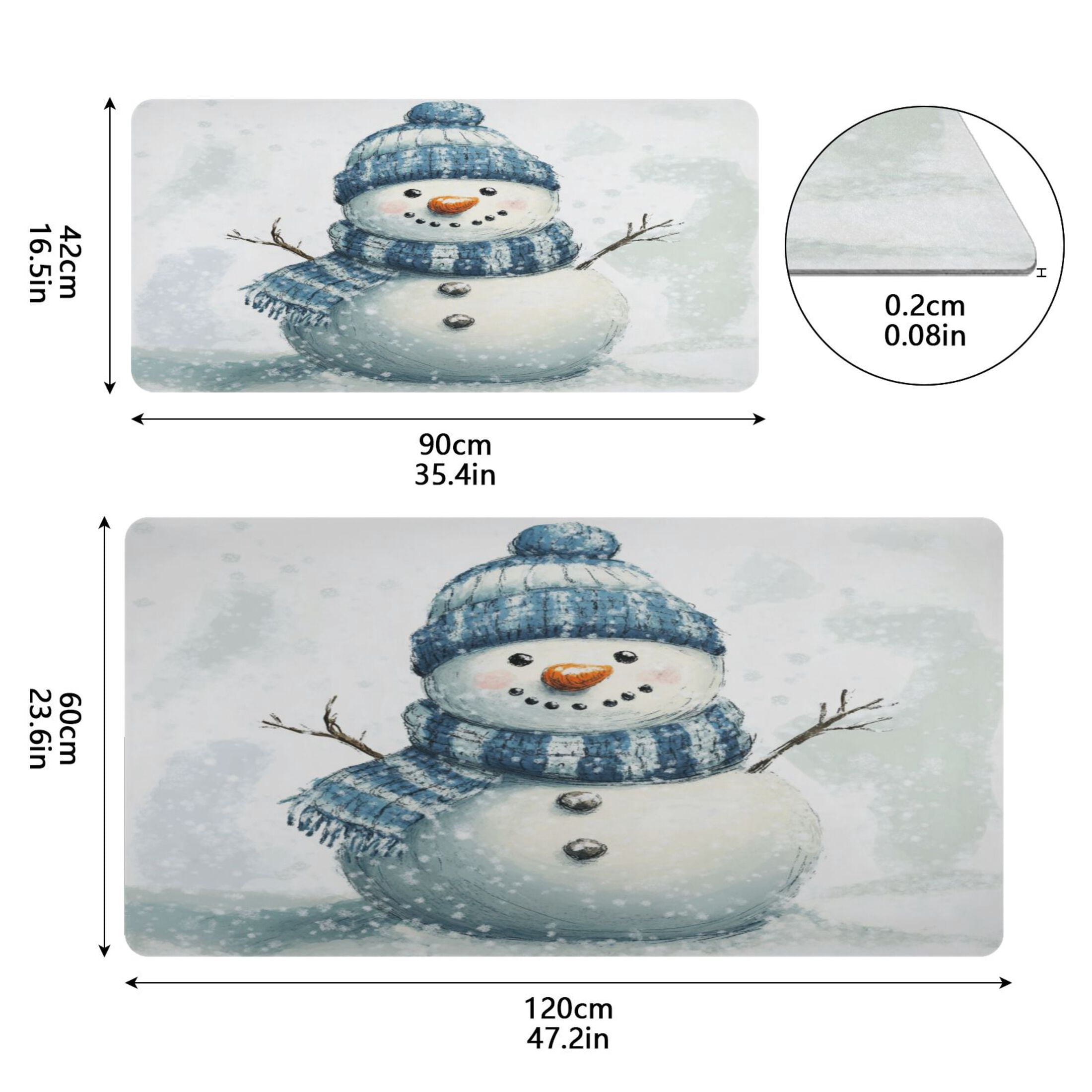 Wobogo Snowman Wearing A Blue and White Scarf Gaming Mouse Pad Non-slip Leather Desk Mat Water Resist Keyboard Pad for Gamer Office 16.5×35.4in