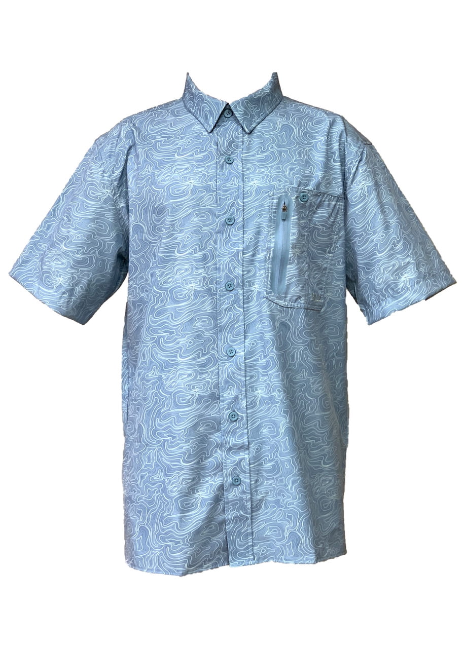 Gillz Men's Deep Sea Woven ButtonDown Fishing Shirt,Double Chest
